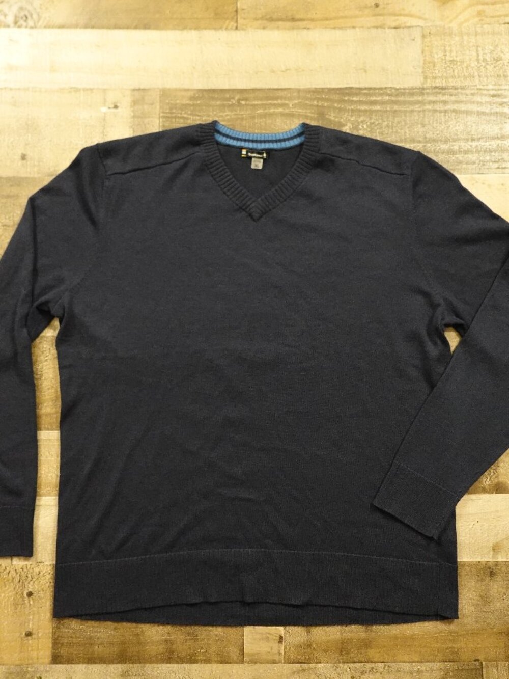 Smartwool Sparwood V-Neck Sweater Men's XL Navy Merino Wool Casual